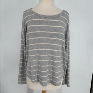 Lucky Brand Grey & White Striped Knit Top